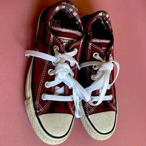 Burgundy/Plaid Converse Chuck Taylor All Star Sneakers